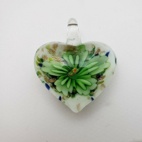 3 Pendants Art Glass Floral Purple & Green & Pink - Picture 8 of 8
